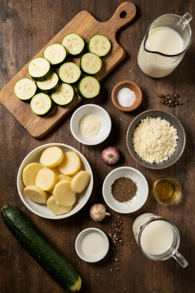 Zucchini Kartoffel Auflauf einfach erklärt: mit Käse, Hackfleisch oder ohne Sahne. Schnelles Ofenrezept – fertig in nur 35 Minuten.